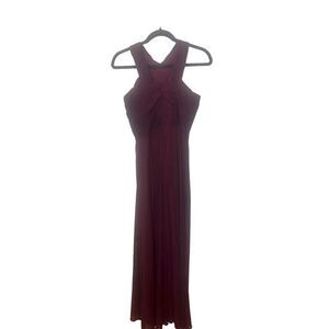 Bill Levkoff Burgundy Crisscross Neck Chiffon A-Line Gown Dress Size 10